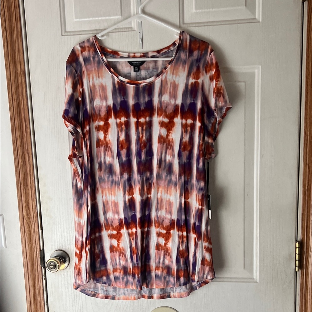 Simply Vera Vera Wang Orange and Purple Short Sleeve Tee